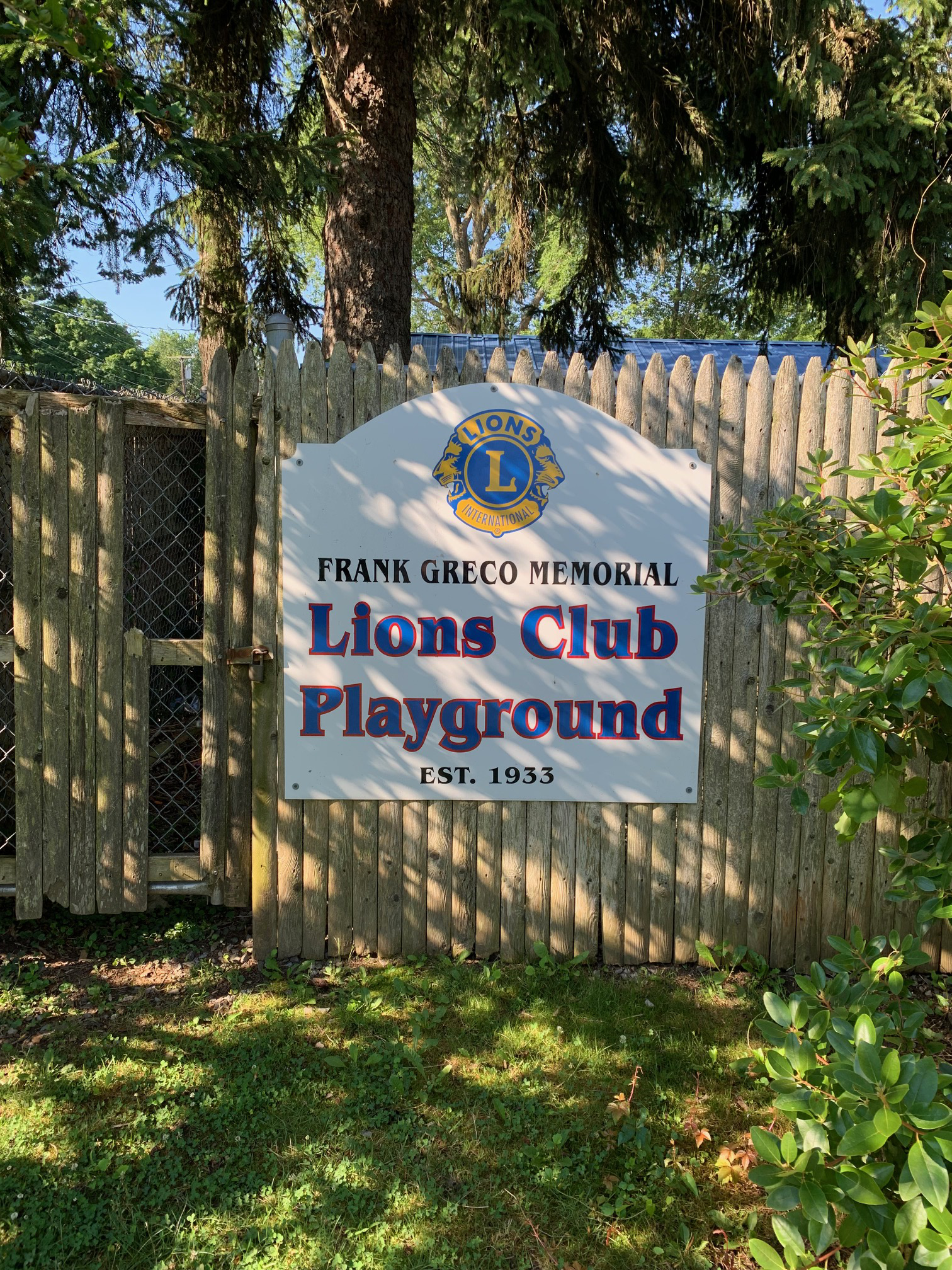 Lions Club Playground Sign on Washington Avenue.